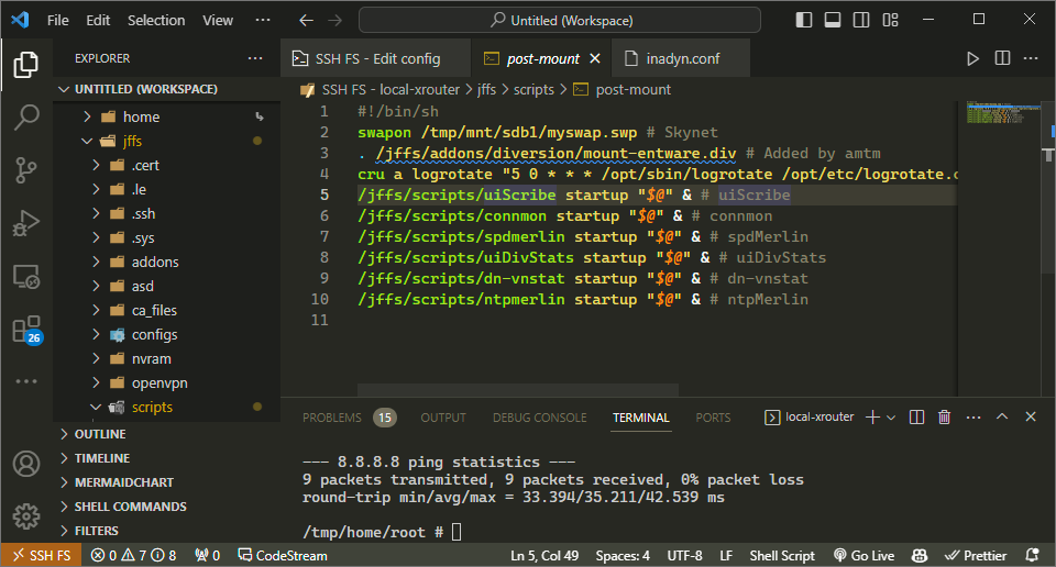 SSH FS connection screen in VS Code